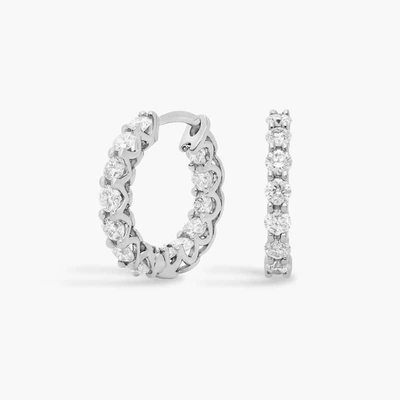 Diamond Eternity Hoop Earrings in 18k White Gold (1 3/4 ct. tw.)
