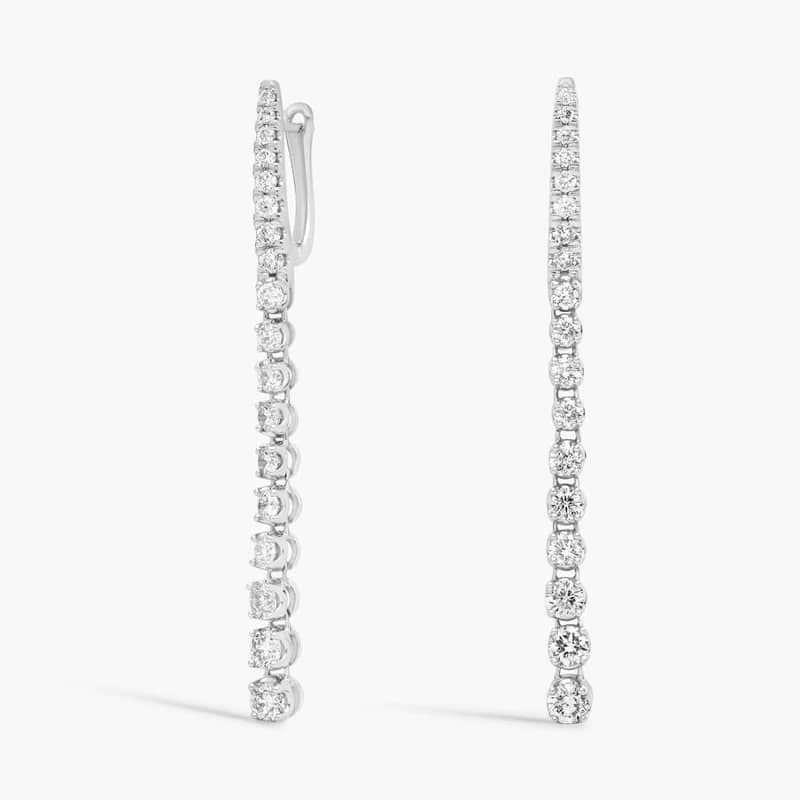 Diamond Line Drop Earrings in 14k White Gold (1 1/4 ct. tw.)