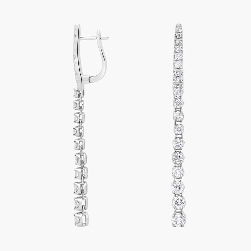 Diamond Line Drop Earrings in 14k White Gold (1 1/4 ct. tw.)