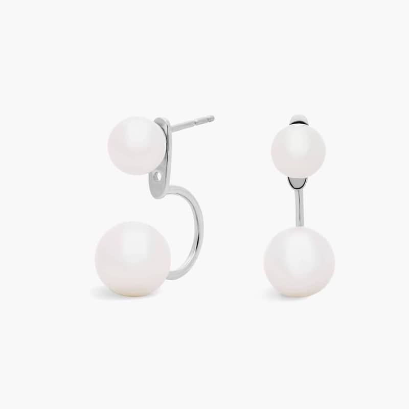 Front-Back Freshwater Cultured Pearl Earrings in Sterling Silver