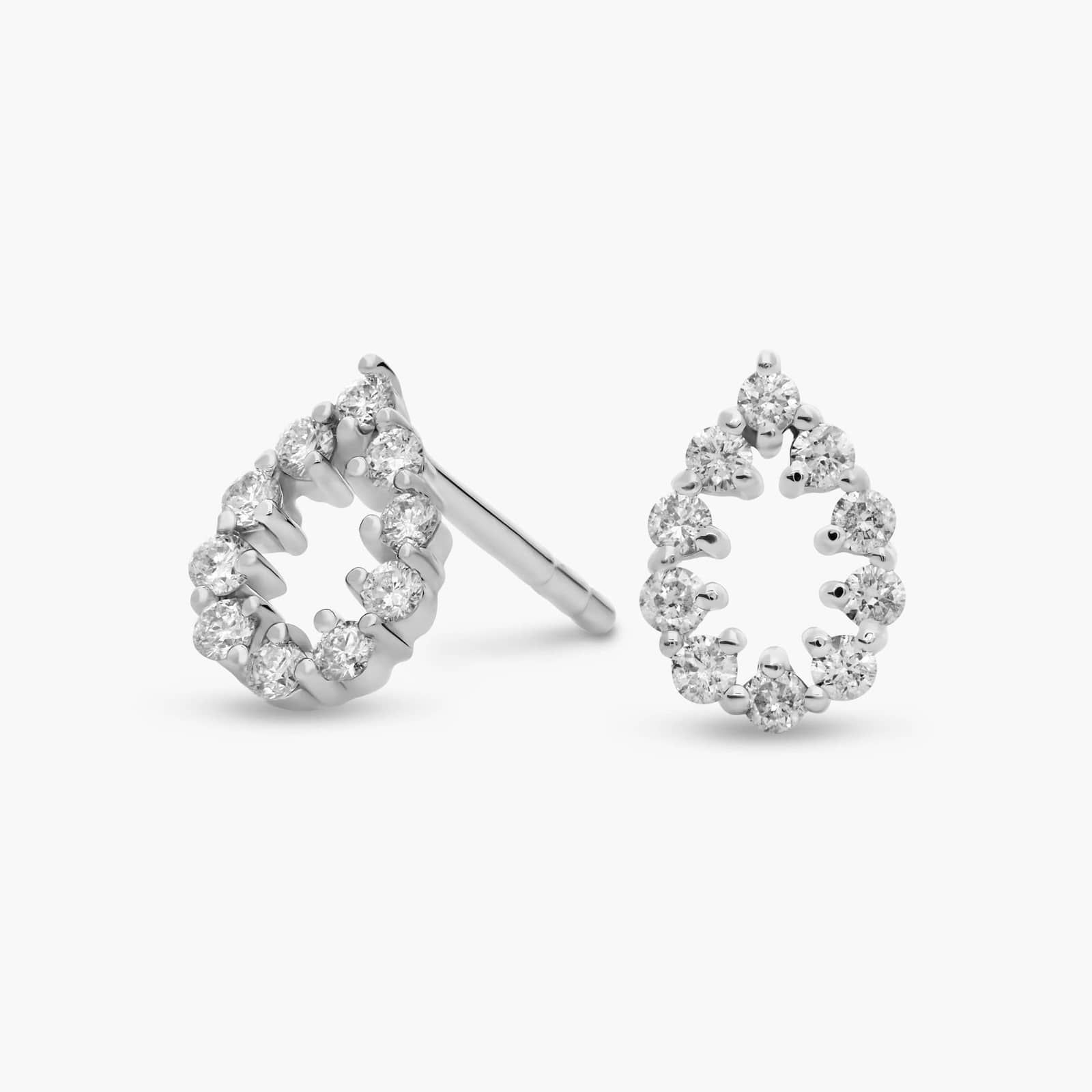 14K White factory Gold Pave Diamond 1 Earring