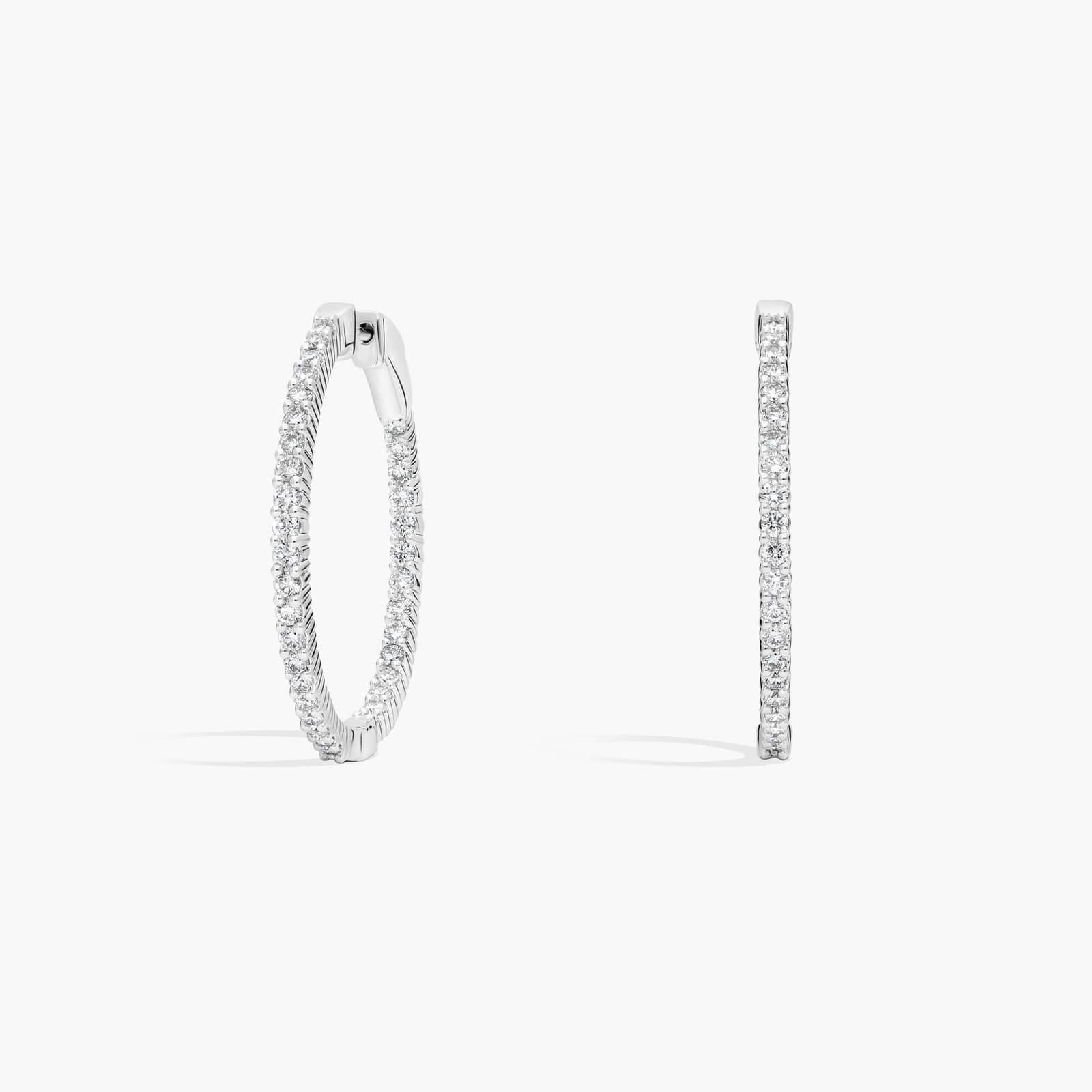 Diamond Eternity Hoop Earrings in 14k White Gold- I/I1 (1 1/2 ct. tw.)