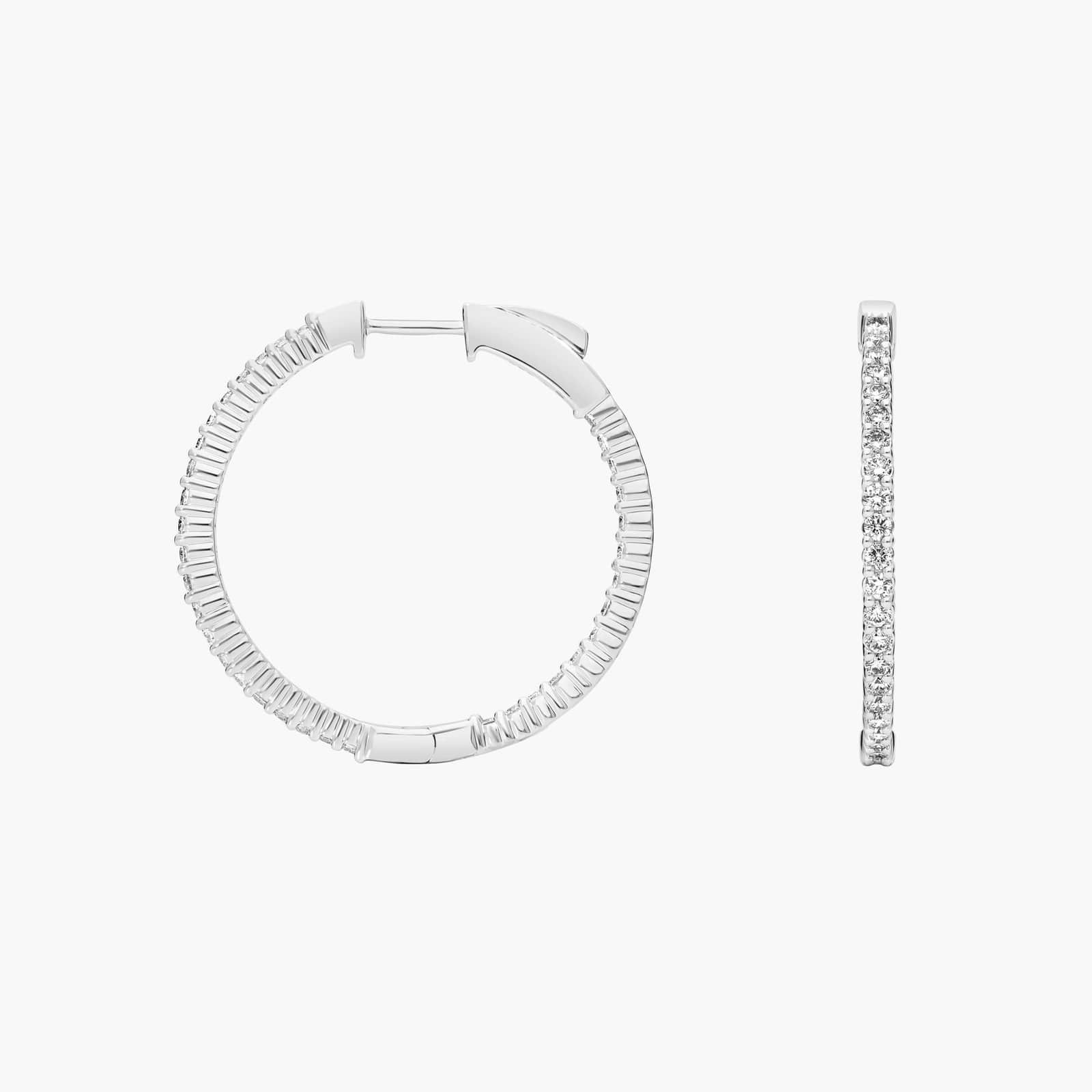 Diamond Eternity Hoop Earrings in 14k White Gold- I/I1 (1 1/2 ct. tw.)