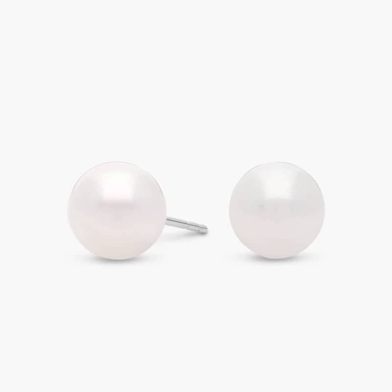 Premier Akoya Cultured Pearl Stud Earrings in 18k White Gold (8.0-8.5mm)