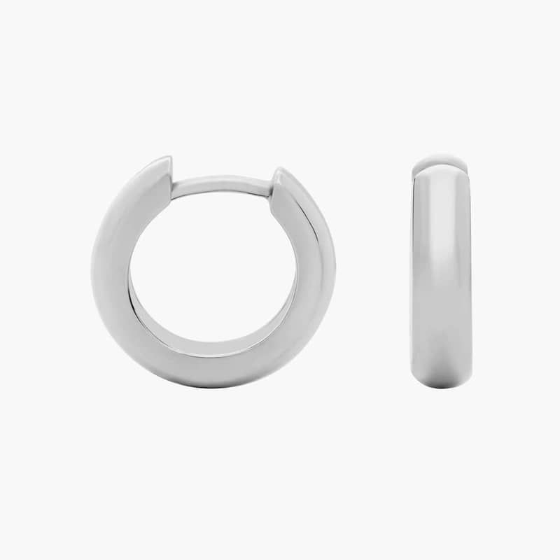 Mini Huggie Hoop Earrings in 14k White Gold (4x15 mm)