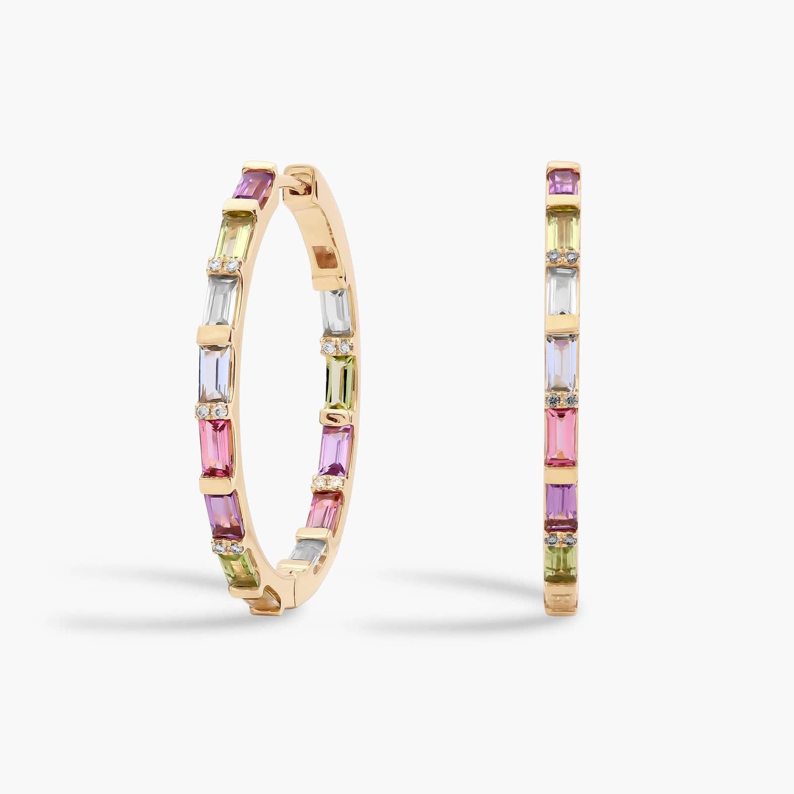 Silverspeck 18k Gold Over Silver Multi Gemstone Hoop Earrings – 925 Silver Post Earrings