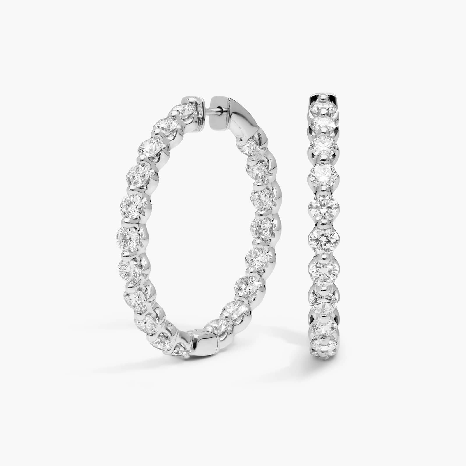 Floating Diamond Eternity Hoop Earrings with 7 CTW Round Cut Lab-Grown Diamonds in 14K White Gold