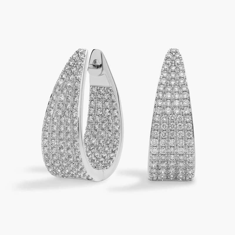 Graduated Diamond Hoop Earrings in 14k White Gold (2 ct. tw.)