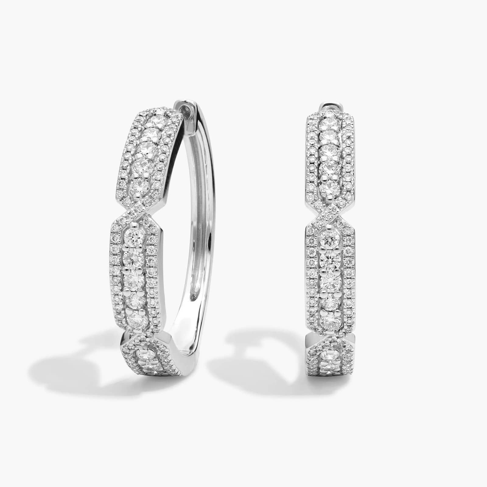 Art Deco Inspired Hoops in 14k White Gold (1 ct. tw.)