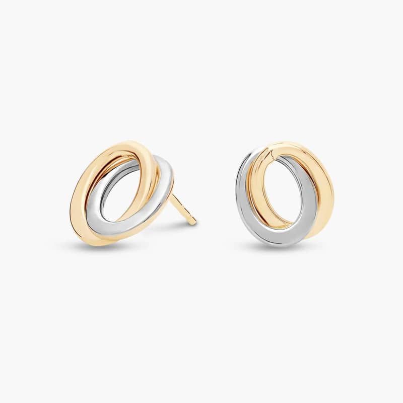 Two-Tone Love Knot Rope Earrings in 14k Italian White and Yellow Gold