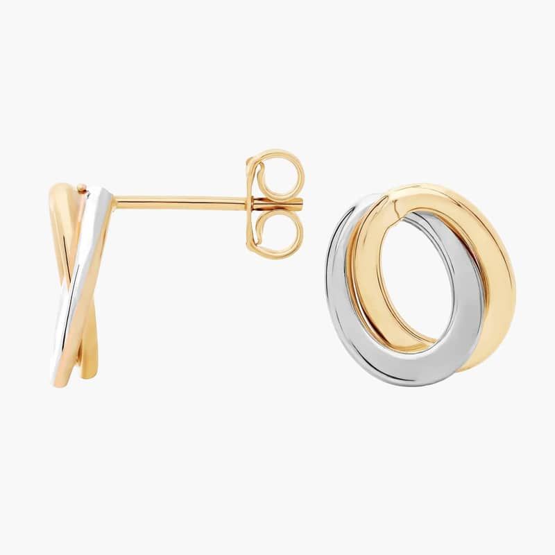 Two-Tone Love Knot Rope Earrings in 14k Italian White and Yellow Gold