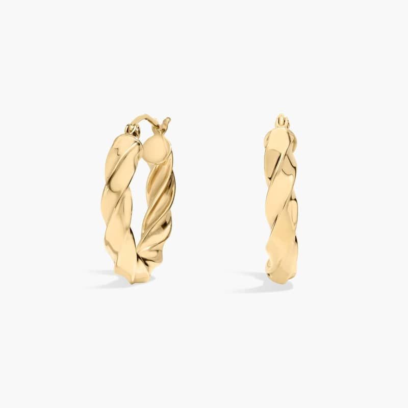 Twisted Hoop Earrings in 14k Italian Yellow Gold