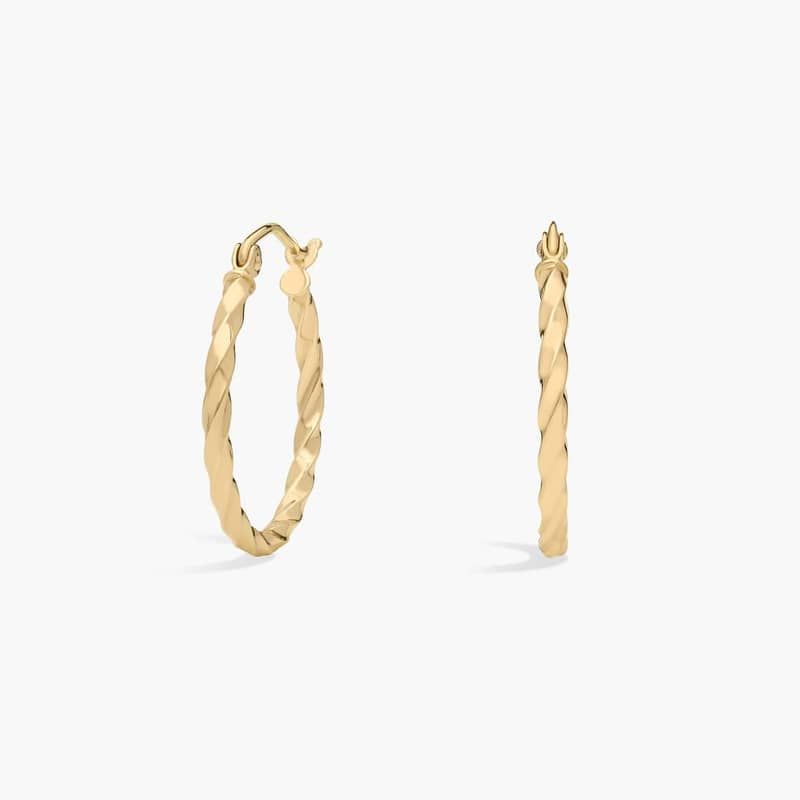 Petite Twisted Hoop Earrings in 14k Yellow Gold