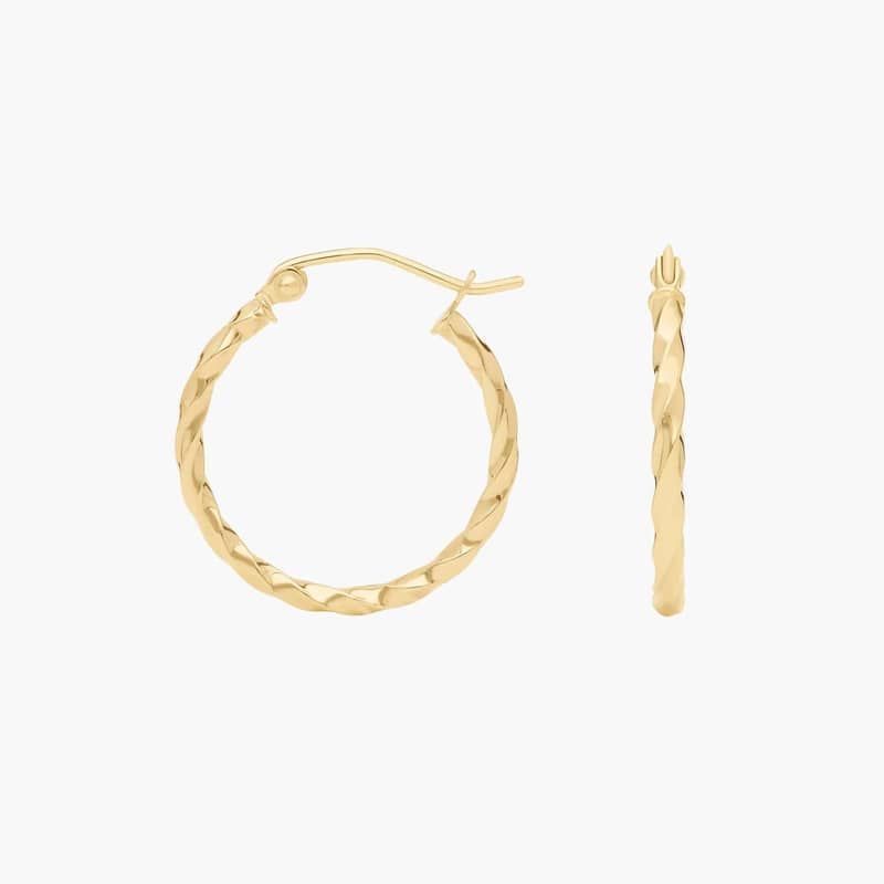 Petite Twisted Hoop Earrings in 14k Yellow Gold