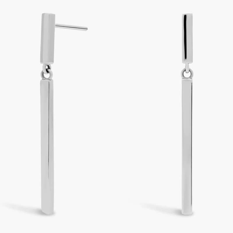 Bar Drop Earrings in Platinum