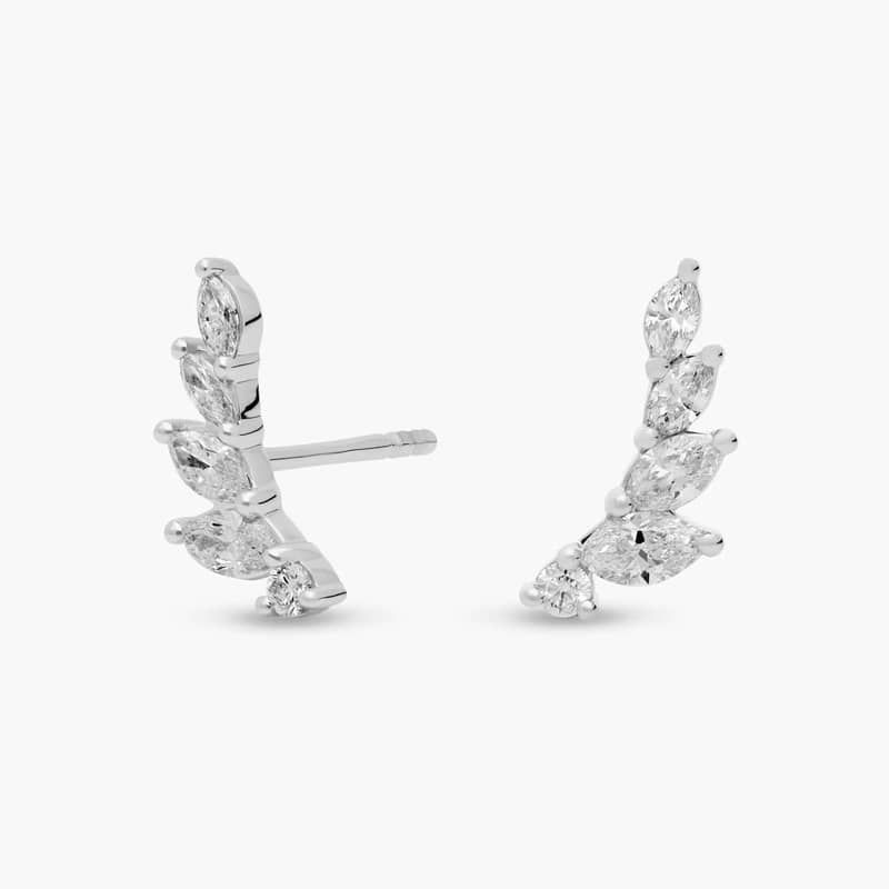Marquise Climber Stud Earrings in 14k White Gold (1/2 ct. tw.)
