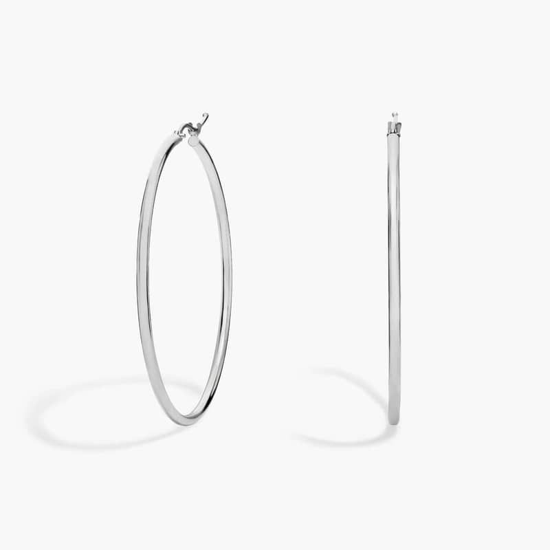 Large Hoop Earrings in 14k White Gold (2 x 50 mm)