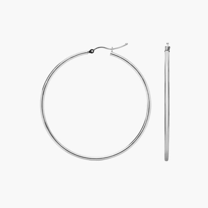 Large Hoop Earrings in 14k White Gold (2 x 50 mm)