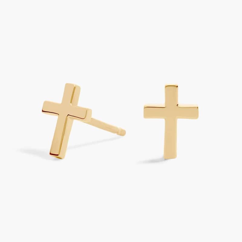 Cross Earrings in 14k Yellow Gold (7.5mm)