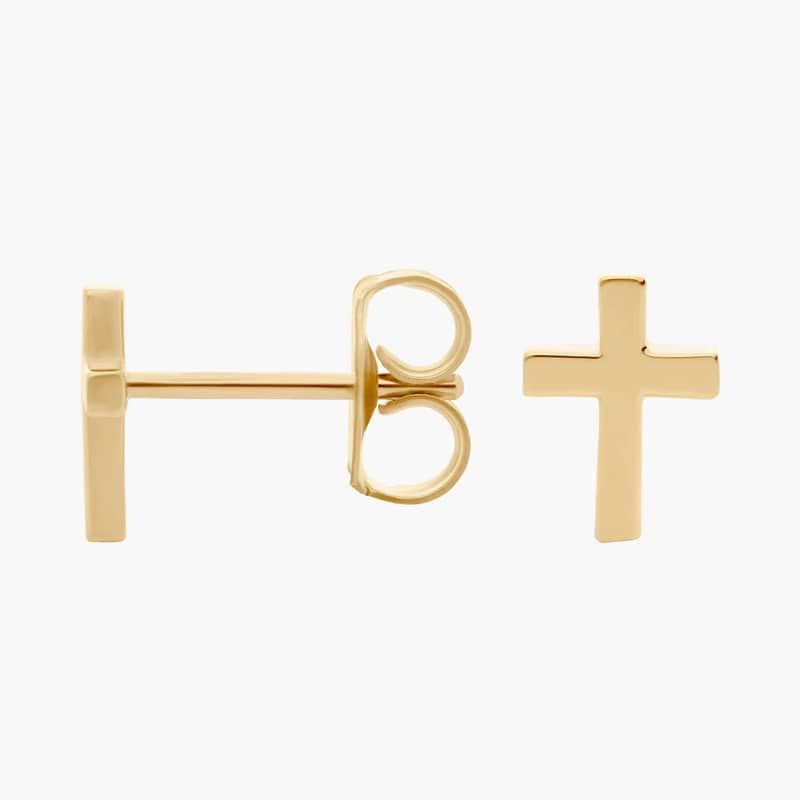 Cross Earrings in 14k Yellow Gold (7.5mm)