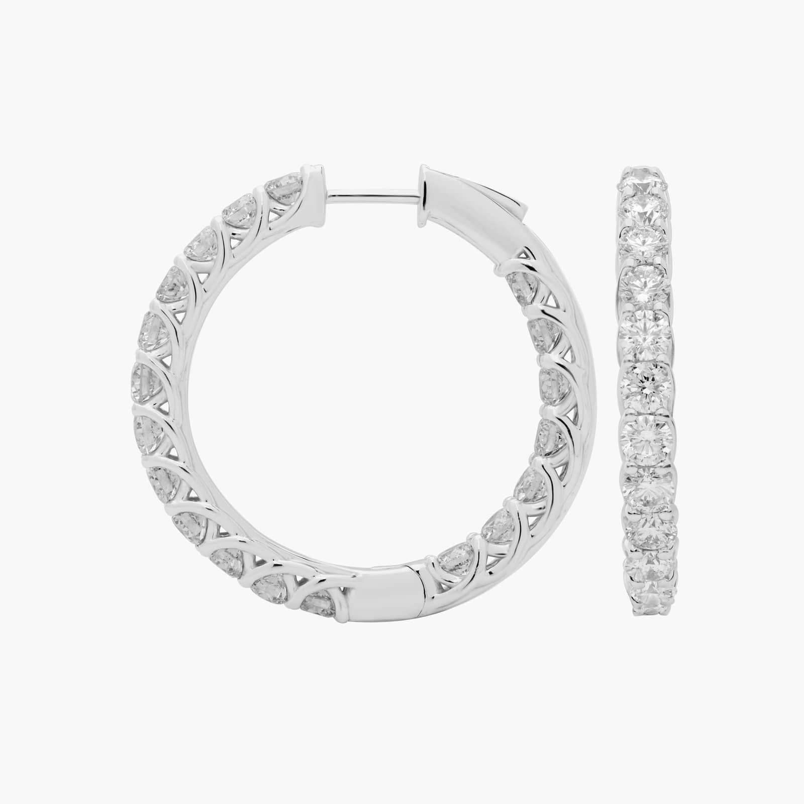Tessere Eternity Diamond Hoop Earrings in 14k White Gold (5 ct. tw.)