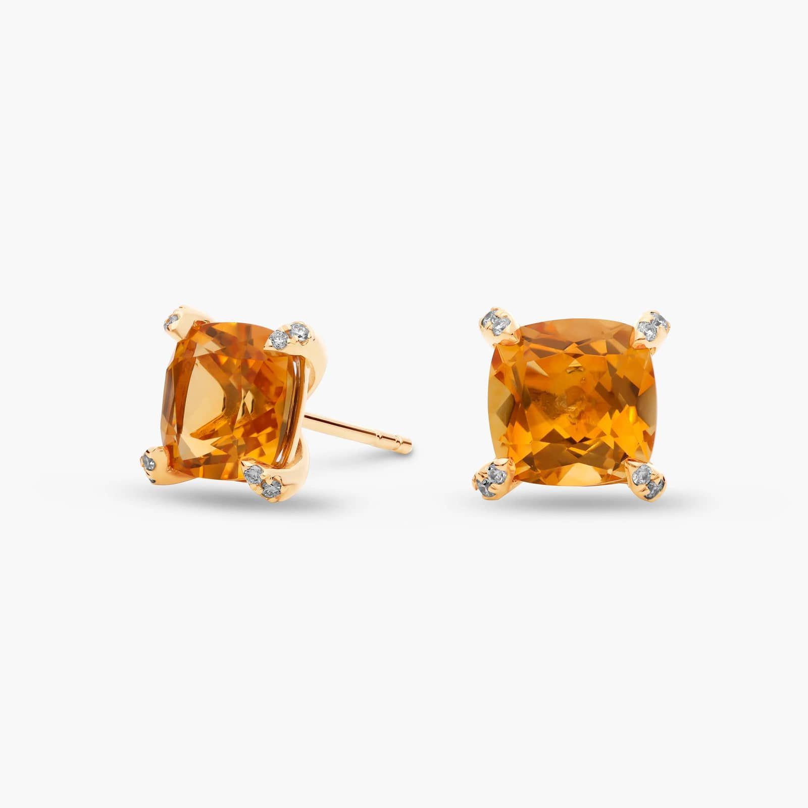 14K Solid Yellow Gold Cinnamon factory Citrine Earrings .6ct