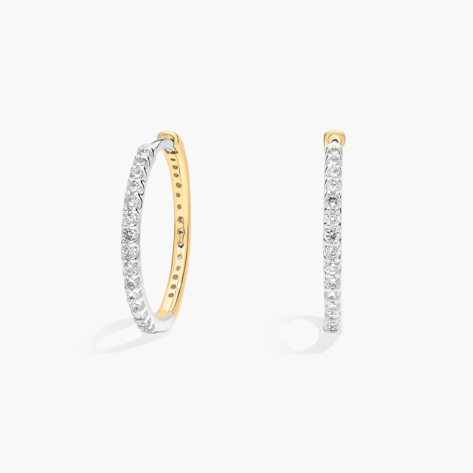 Pavé Diamond Reversible Hoop Earrings in 14k White and Yellow Gold (1/2 ct. tw.)