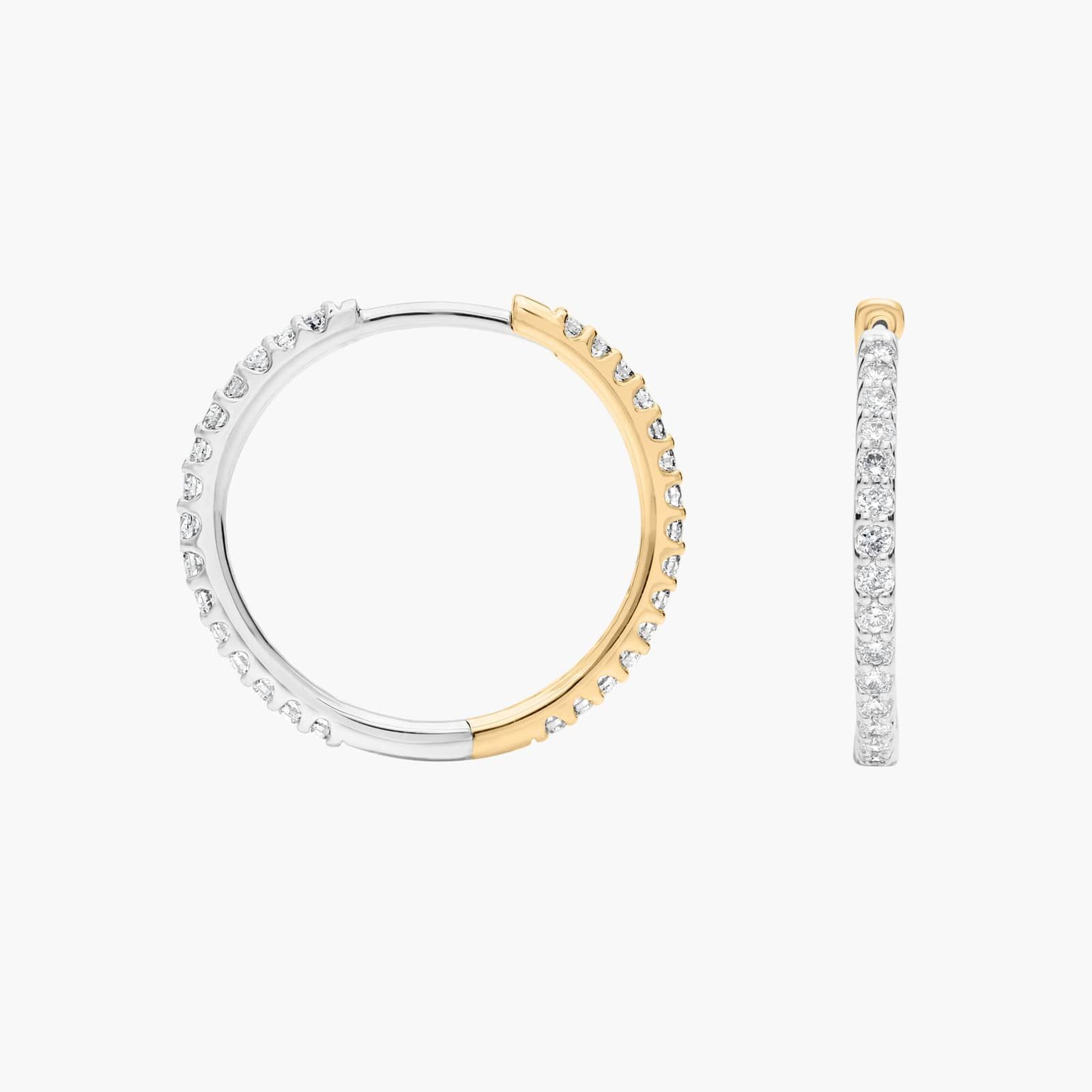 Pavé Diamond Reversible Hoop Earrings in 14k White and Yellow Gold (1/2 ct. tw.)