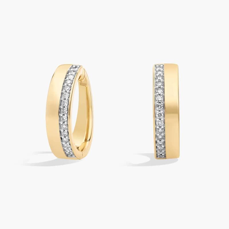 Asymmetrical Polished Diamond Hoop Earrings in 14k Yellow Gold (1/2 ct. tw.)