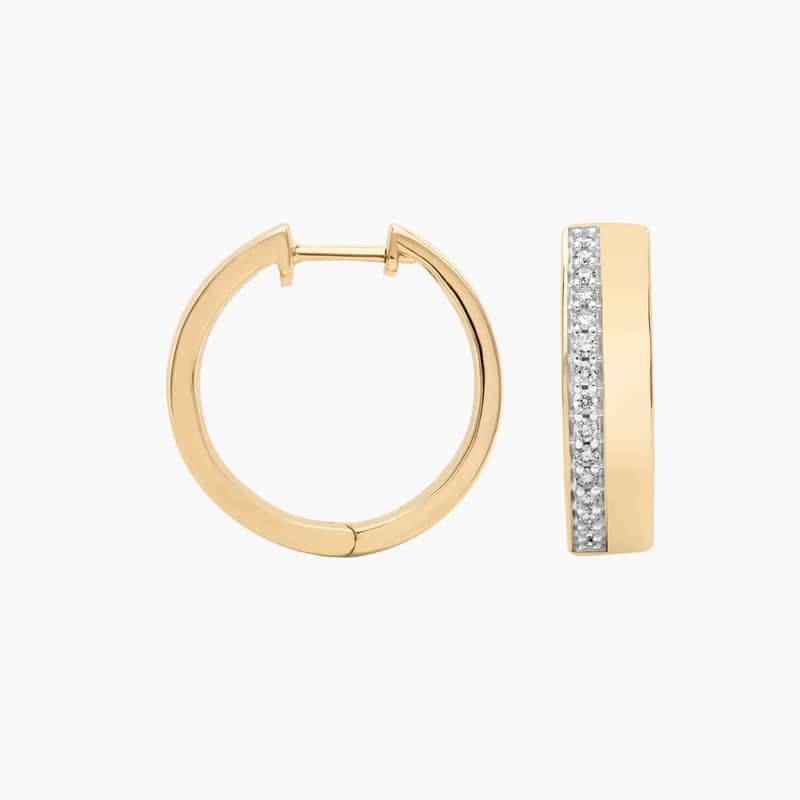 Asymmetrical Polished Diamond Hoop Earrings in 14k Yellow Gold (1/2 ct. tw.)