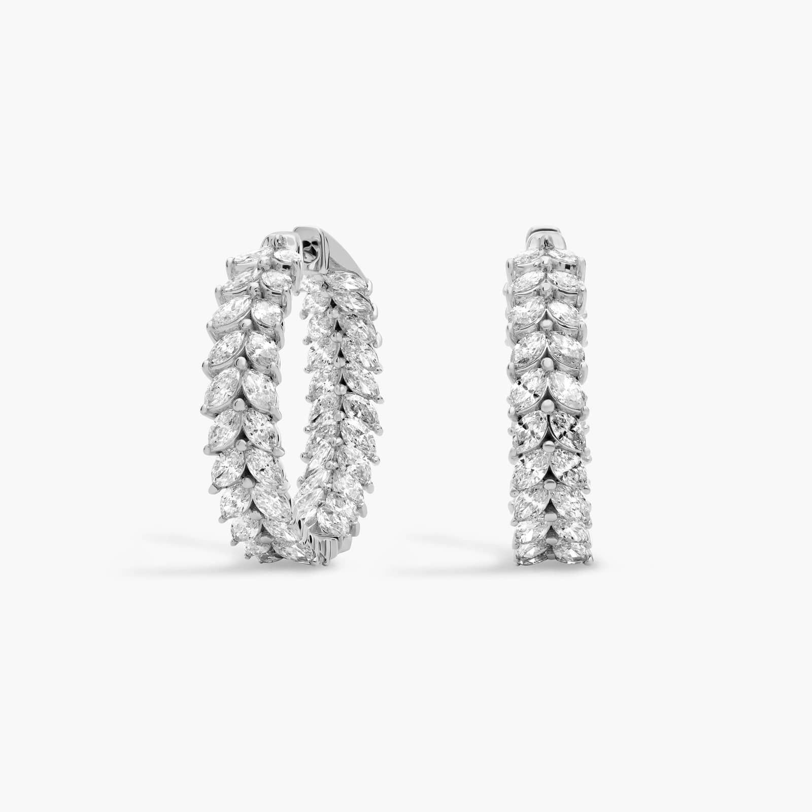 2 Column Marquise Diamond Hoop Earrings in 14k White Gold (4 3/4 ct. tw.)
