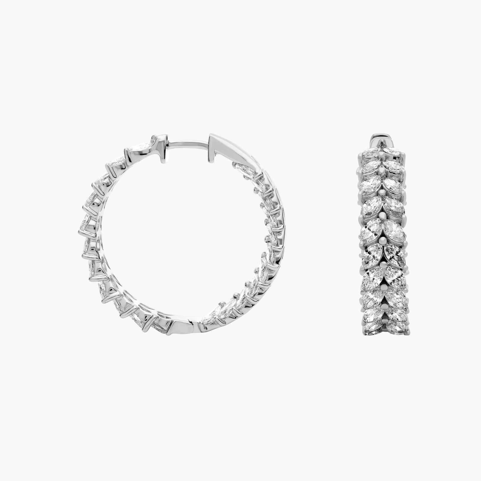 2 Column Marquise Diamond Hoop Earrings in 14k White Gold (4 3/4 ct. tw.)