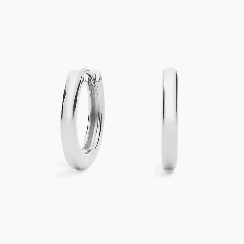 Hinged Hoop Earrings in Sterling Silver (3 x 14 mm)