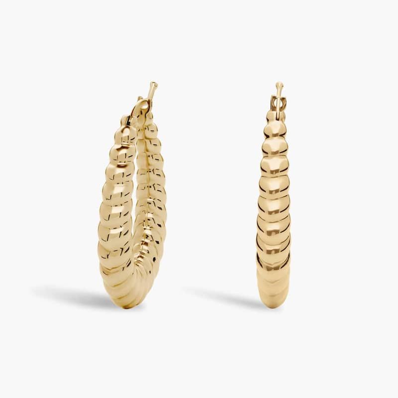 Twisted Oval Earrings in 14k Yellow Gold (24 mm)