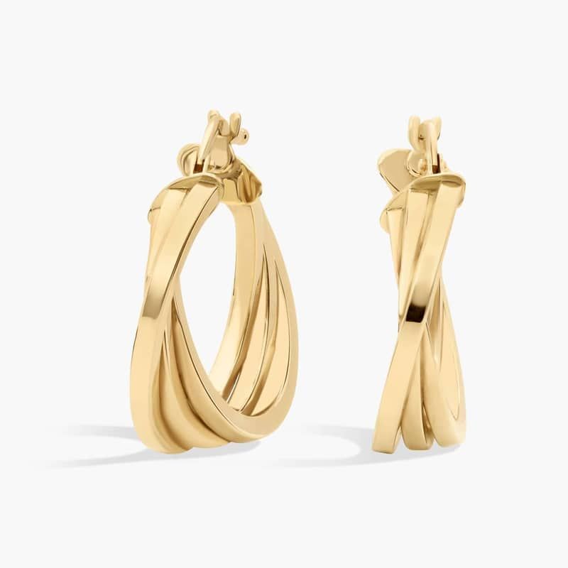 Triple Hoop Earrings in 14k Yellow Gold (23.5 mm)