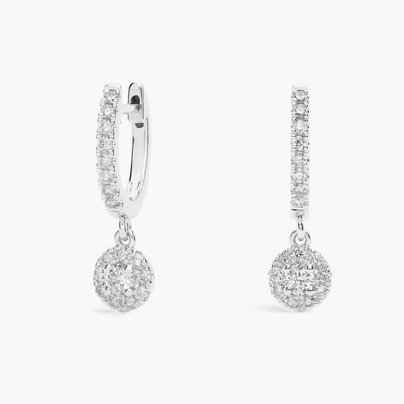 Classic Halo Drop Earrings in 14k White Gold (1/2 ct. tw.)