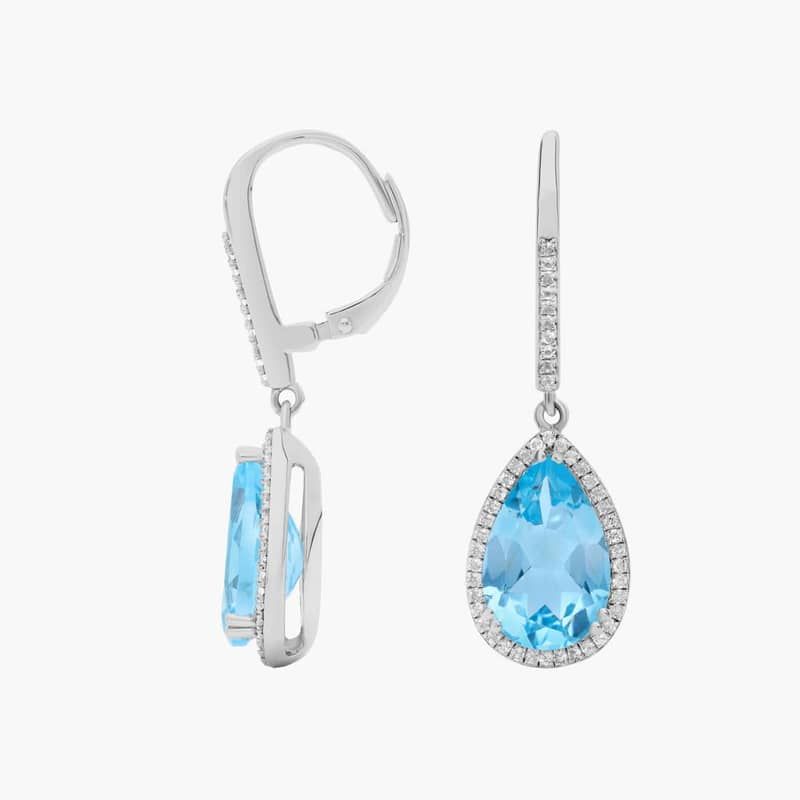 Pear Cut Blue Topaz Drop Earrings in Sterling Silver