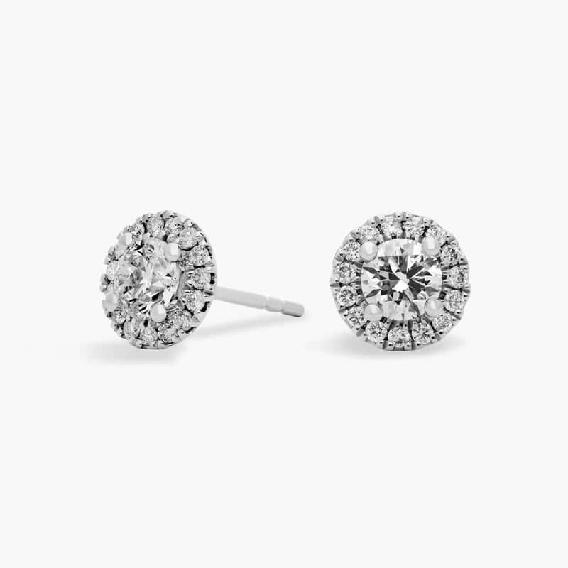 Diamond Halo Stud Earrings in 14k White Gold (1 ct. tw.)