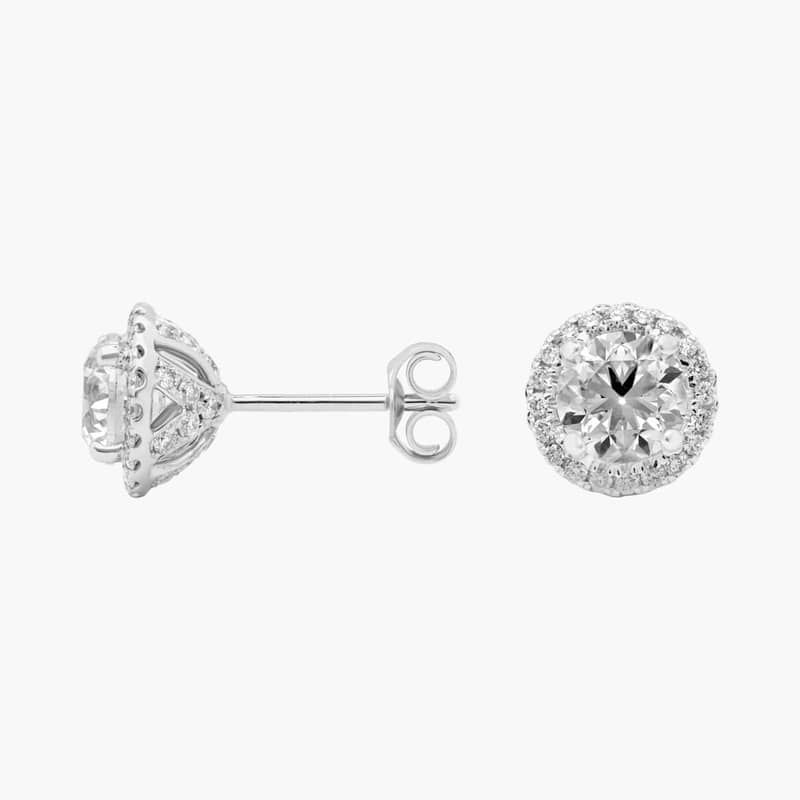 Diamond Halo Stud Earrings in 14k White Gold (2 1/2 ct. tw.)