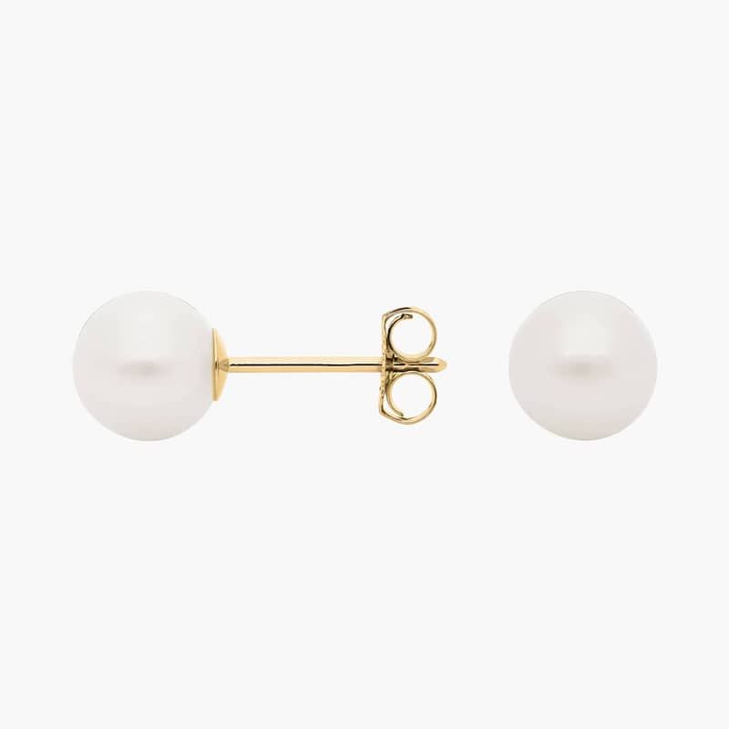 Freshwater Cultured Pearl Stud Earrings in 14k Yellow Gold (6mm)