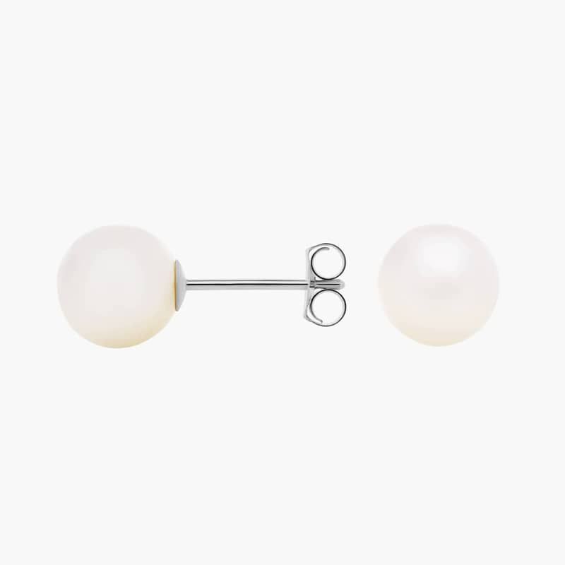 Freshwater Cultured Pearl Stud Earrings in 14k White Gold (7mm)