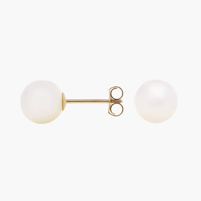 Freshwater Cultured Pearl Stud Earrings in 14k Yellow Gold (7mm)