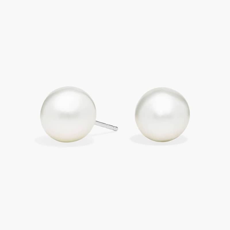 Freshwater Cultured Pearl Stud Earrings in 14k White Gold (8mm)