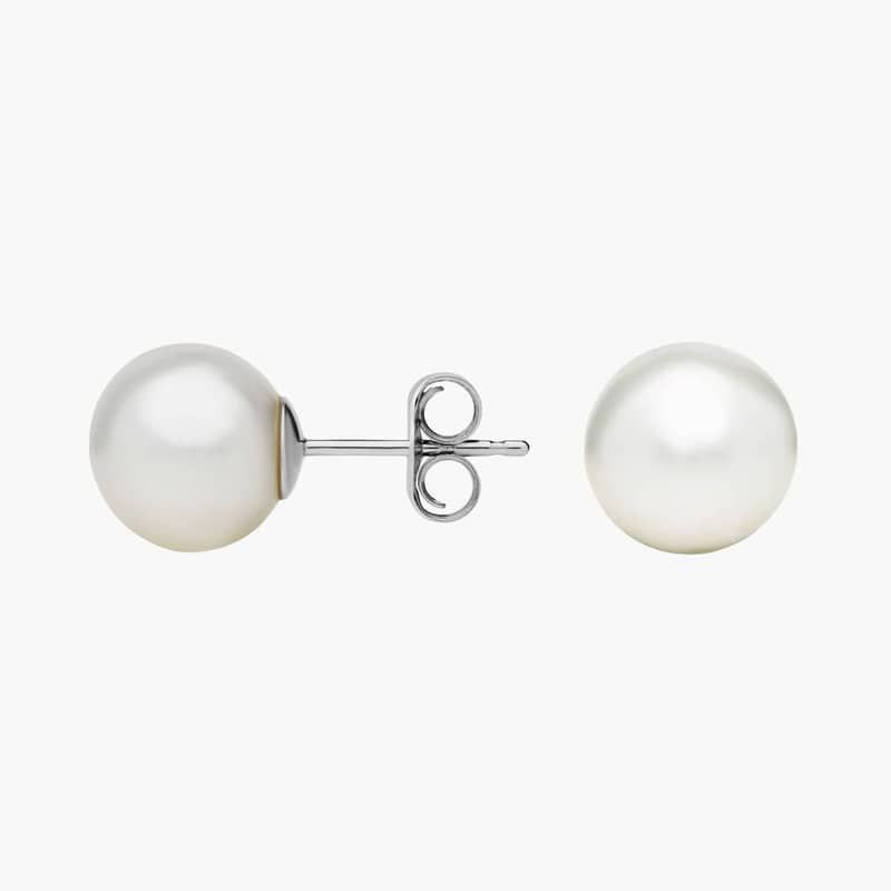 Freshwater Cultured Pearl Stud Earrings in 14k White Gold (8mm)