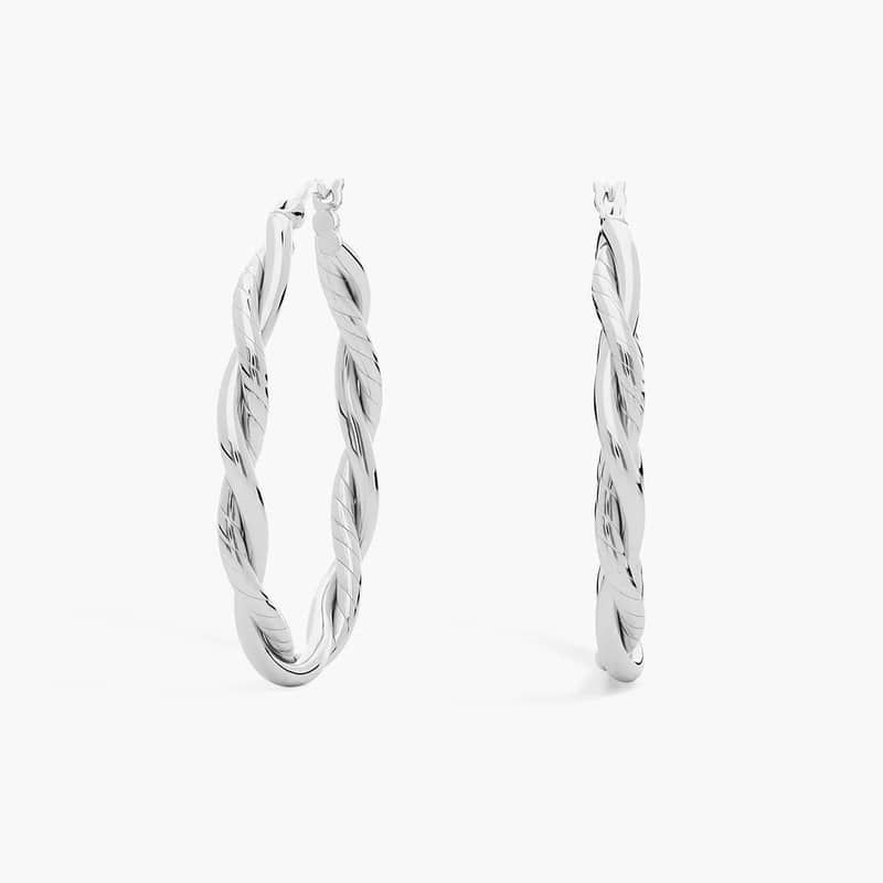 Intertwined Oval Hoop Earrings in Sterling Silver