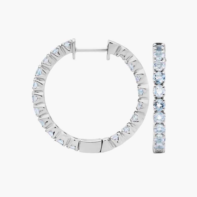 Sky Blue Hoop Earrings in Sterling Silver (2.5mm)