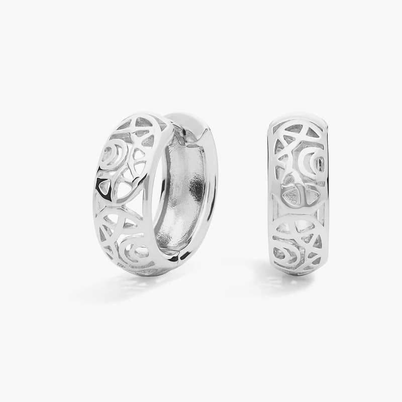 Designed Hoop Earrings in Sterling Silver
