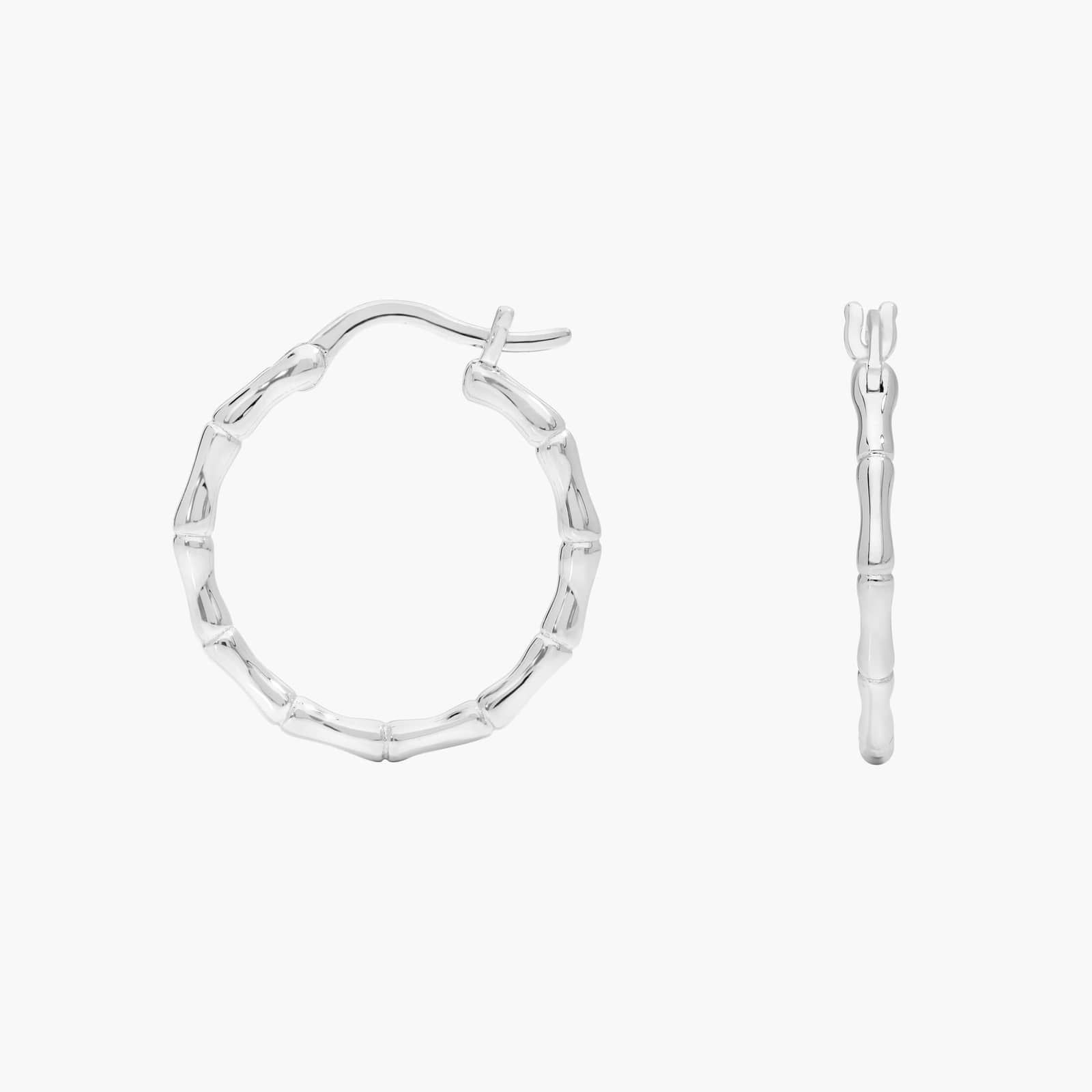 Bamboo Hoop Earrings in Sterling Silver