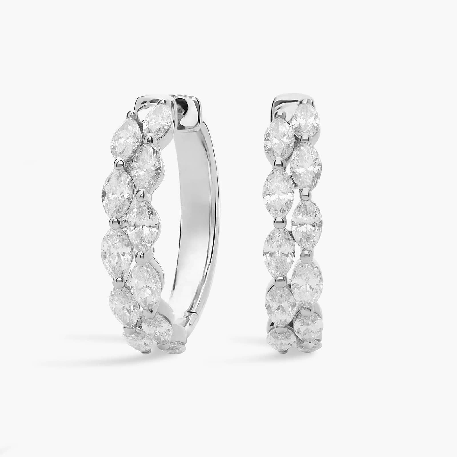 11-Stone Marquise Diamond Hoop Earrings in 14k White Gold (2 1/5 ct. tw.)