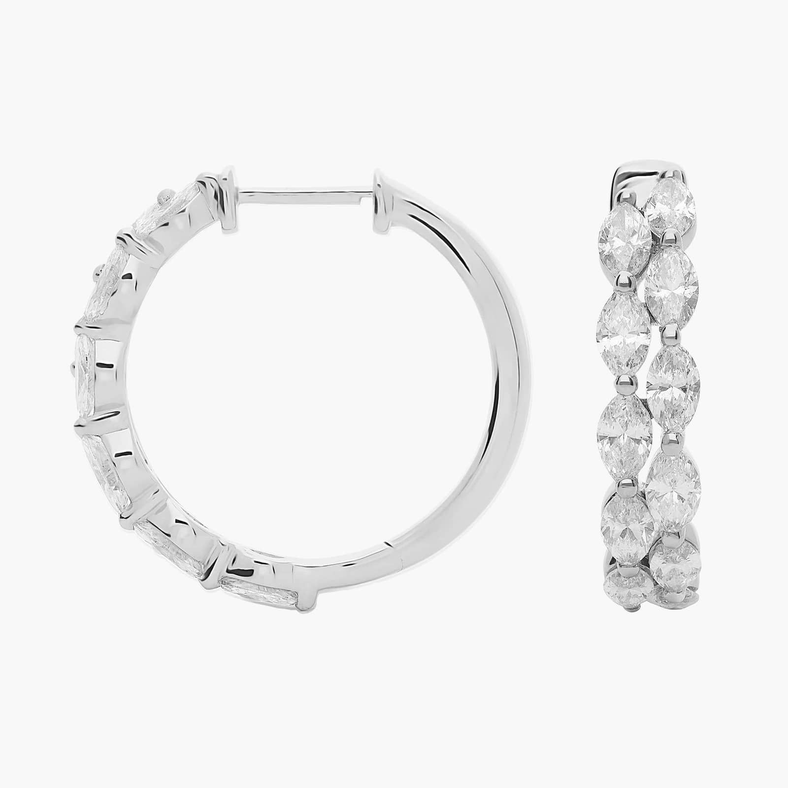 11-Stone Marquise Diamond Hoop Earrings in 14k White Gold (2 1/5 ct. tw.)